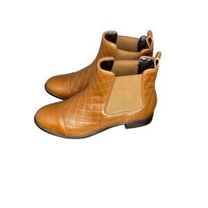Talbots Brown Quilted Leather Chelsea Ankle‎ Boots Size 8M